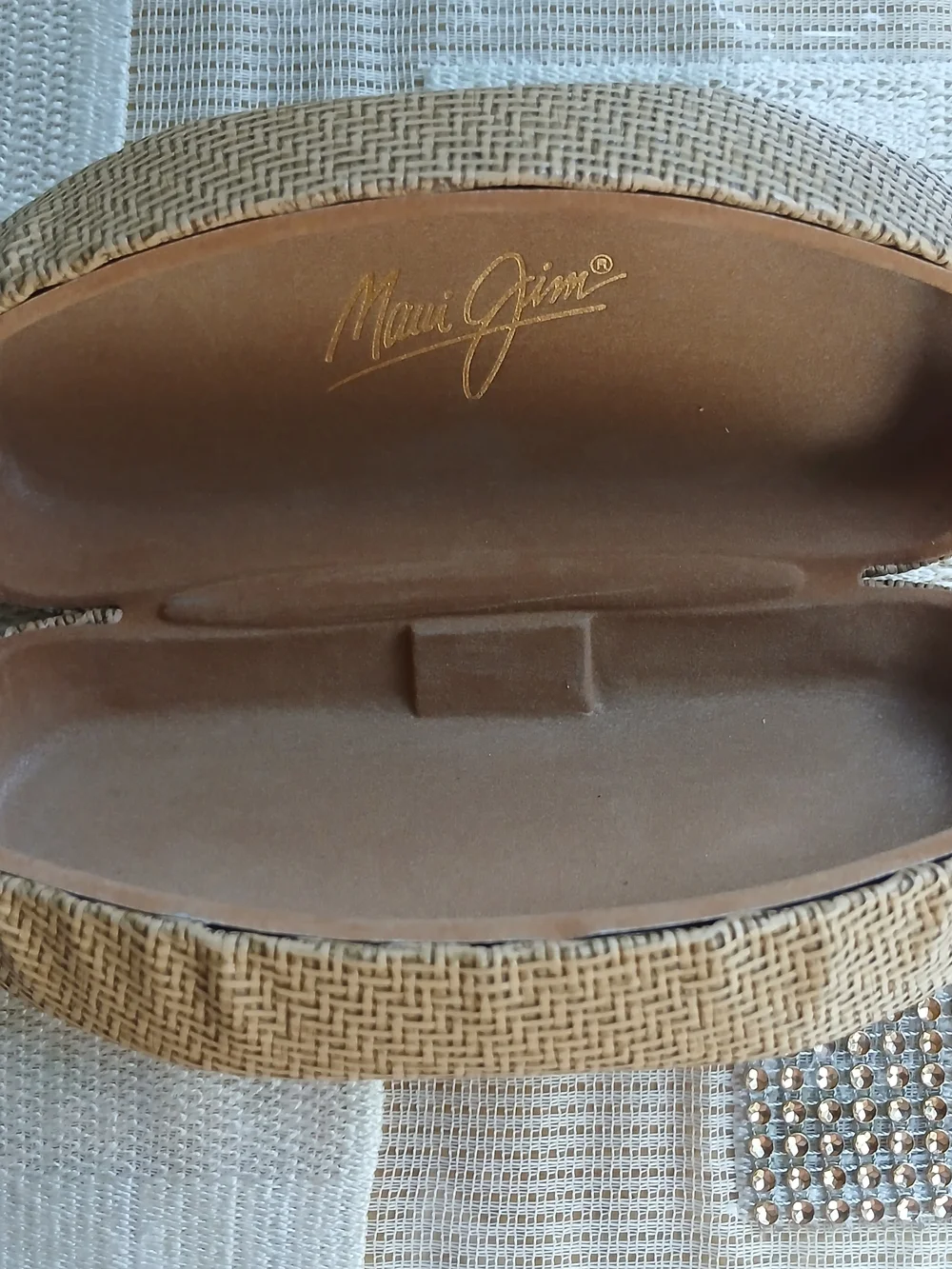 Maui Jim Sunglasses Replacement Case Hard Clamshell Bamboo Brown Logo Glasses